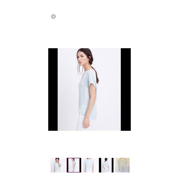 Vince Women's Linen & Silk with Leather Trim Light Blue Casual Shirt, Size XS - Picture 10 of 14